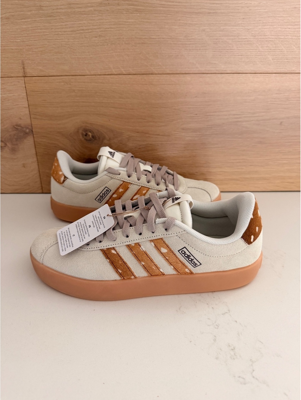 Adidas VL Court Bold Women's Size 8 Cream Brown Gum Platform Sneakers NWT